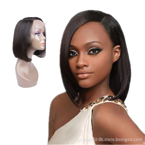 Best Selling Cheap Short Styled Pre Plucked HD Swiss Glueless Side Part Lace Front Human Hair Bob Wigs for Black Women